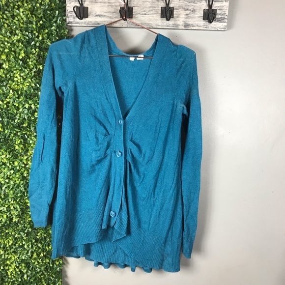🛍 Moth Teal Ruffled Back Cardigan - Picture 1 of 4